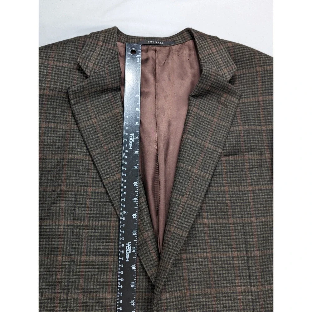 Vitg Hickey Freeman Blazer Sport Suit Jacket Green Red Glenn Check 42L Soft Wool